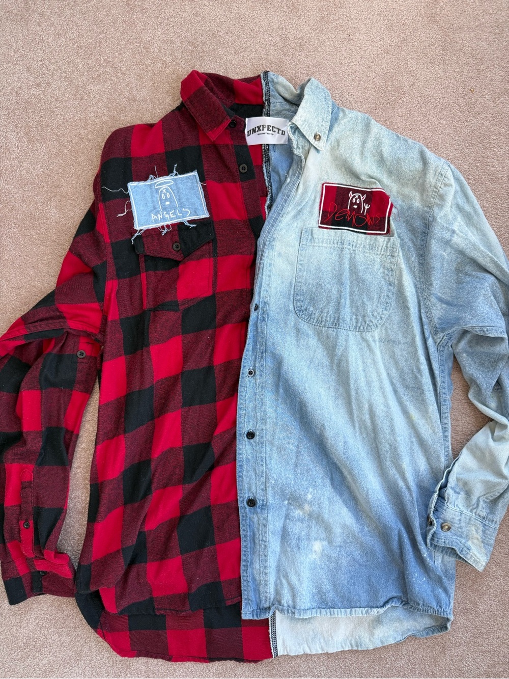 Angels Red & Light Blue Two-Tone Button Down Shirt